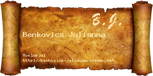 Benkovics Julianna névjegykártya